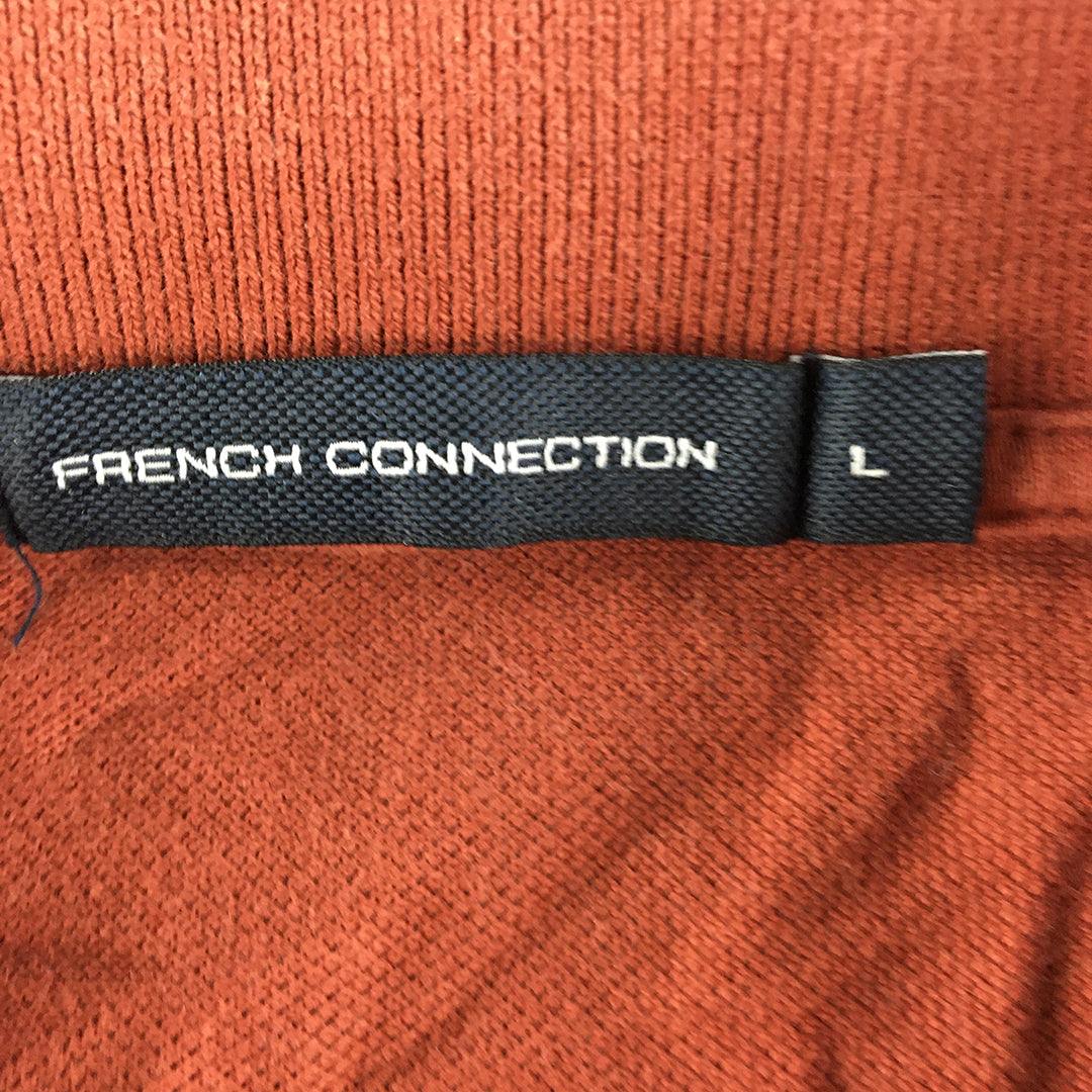 French Connection Mens Polo Shirt Size L Brown Collared Short Sleeve Rugby