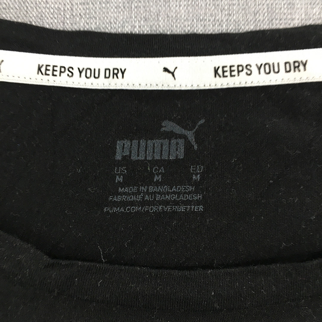 Puma Womens T-Shirt Size M Black Logo Short Sleeve Crew Neck Top