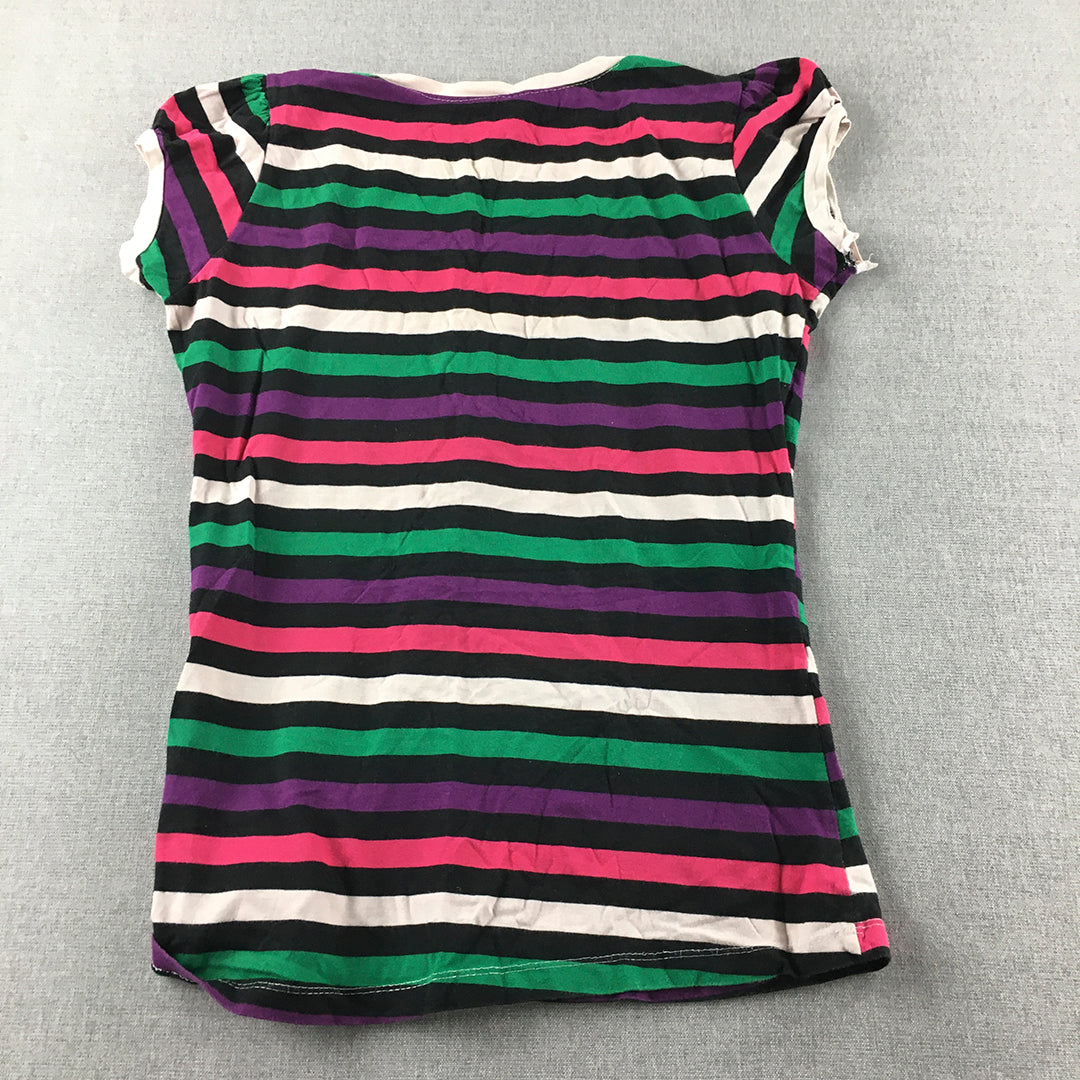 Abercrombie & Fitch Kids Girls T-Shirt Youth Size XL 12-14 Years Purple Striped