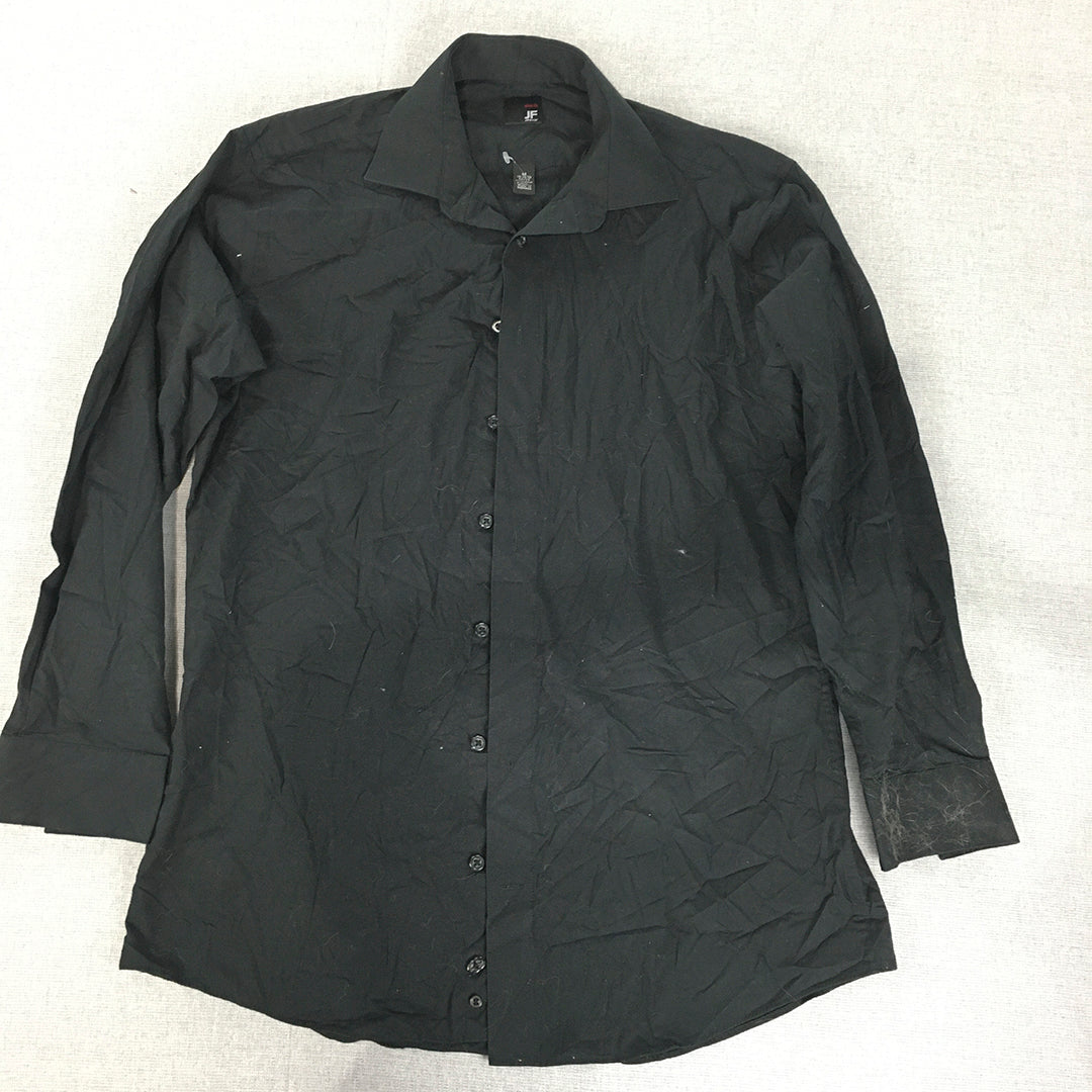 J.Ferrar Mens Shirt Size M Black Long Sleeve Button-Up Collared