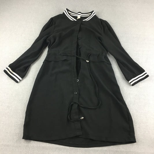 XO Yang Womens Shirt Dress Size S Black Long Sleeve Button Up