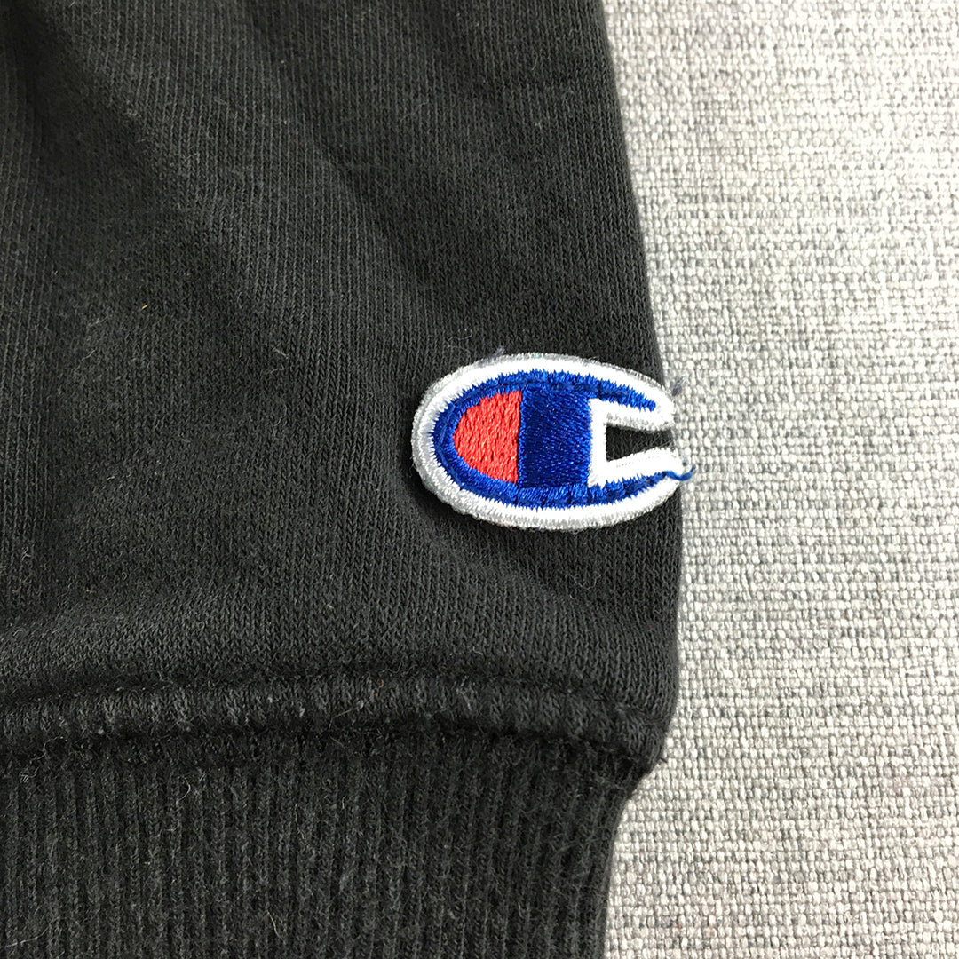 Champion Kids Boys Hoodie Sweater Size 10 Black Logo Pullover Jumper