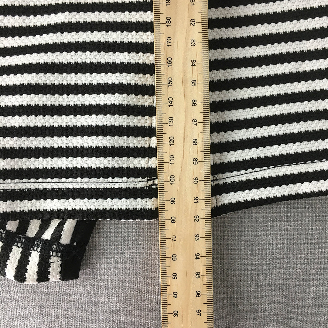 109 F Womens Pencil Dress Size L Black White Striped Midi Sleeveless