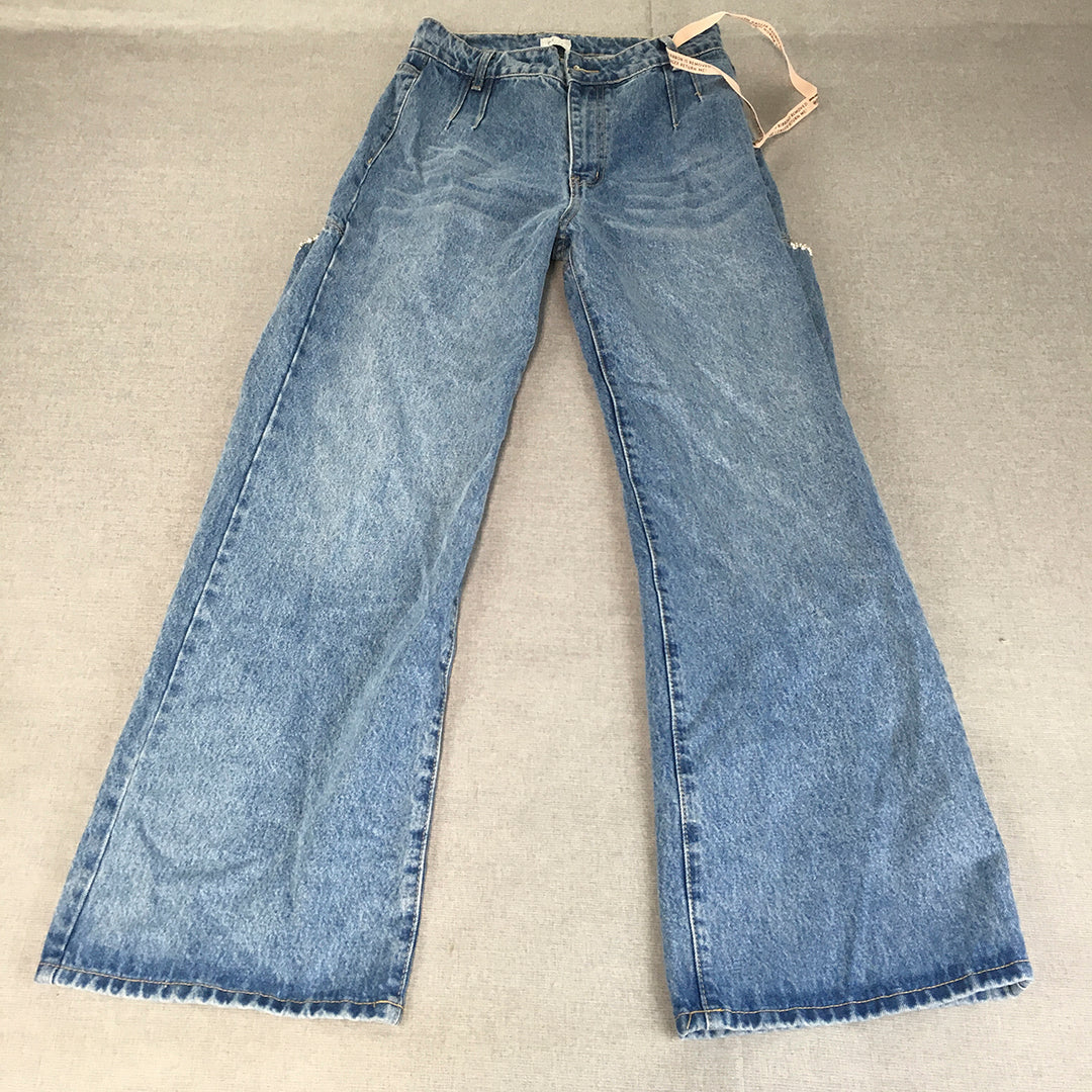 Oh Polly Womens Jeans Size 12 (W29 x L29) Blue Straight Leg Denim