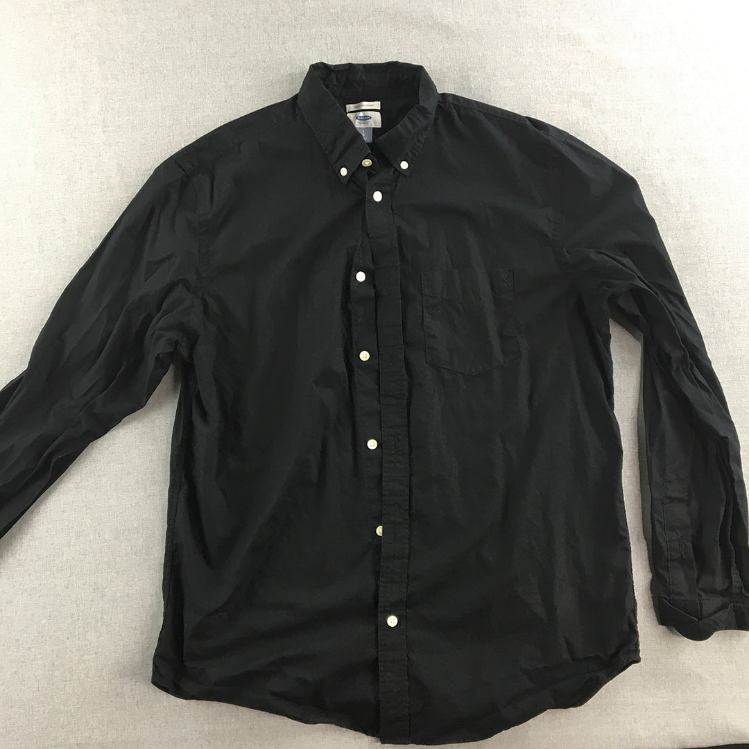 Old Navy Mens Shirt Size L Slim Fit Black Long Sleeve Button-Up Collared