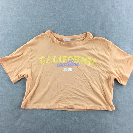 Zara Kids Girls T-Shirt Size 10 Peach Orange Shrot Sleeve Cropped Top