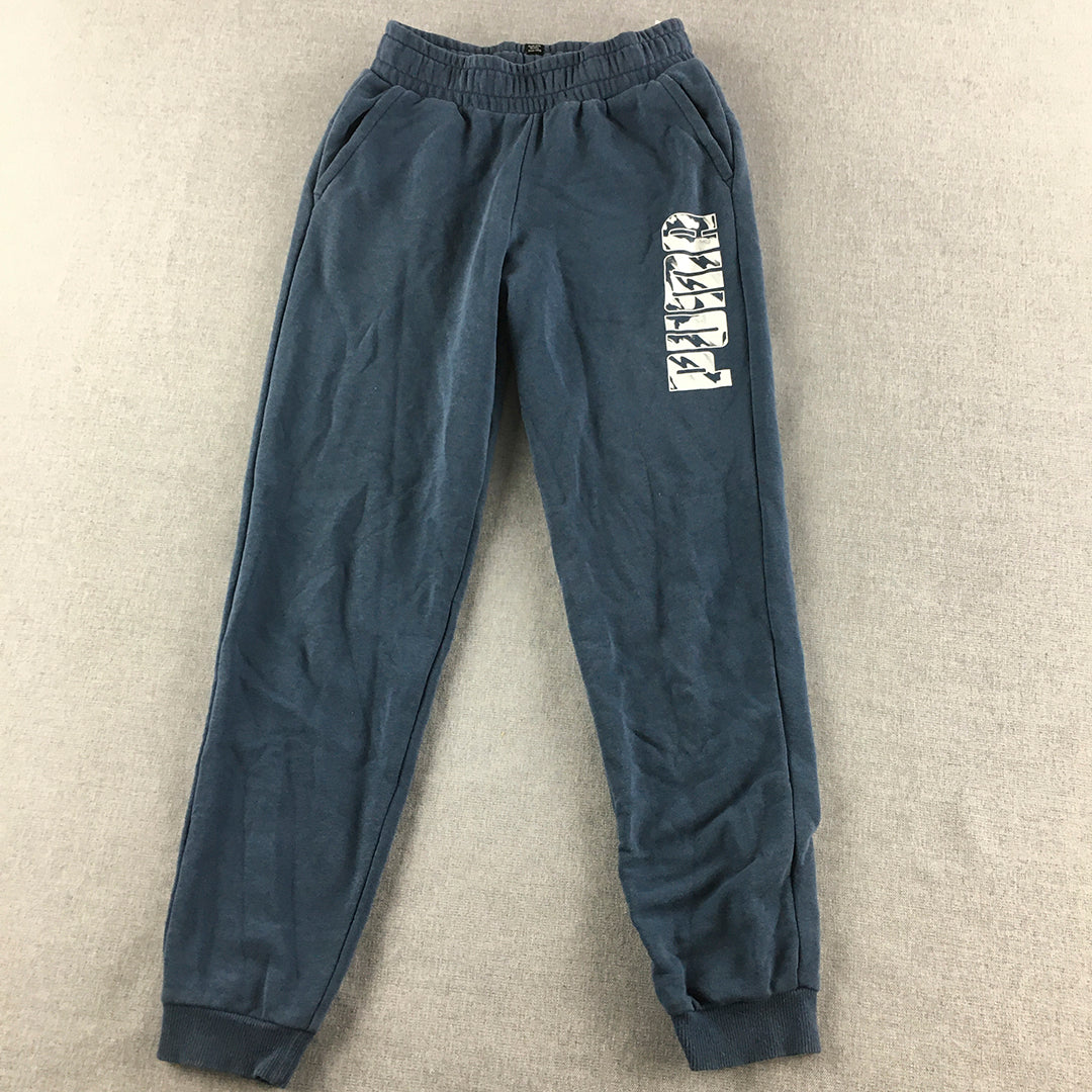 Puma Kids Boys Tracksuit Pants Size M (11 - 12 Years) Blue Logo Jogger