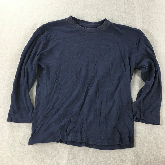 Fruit Of The Loom Mens Thermal Shirt Size L Navy Blue Pullover Knit Crew Neck