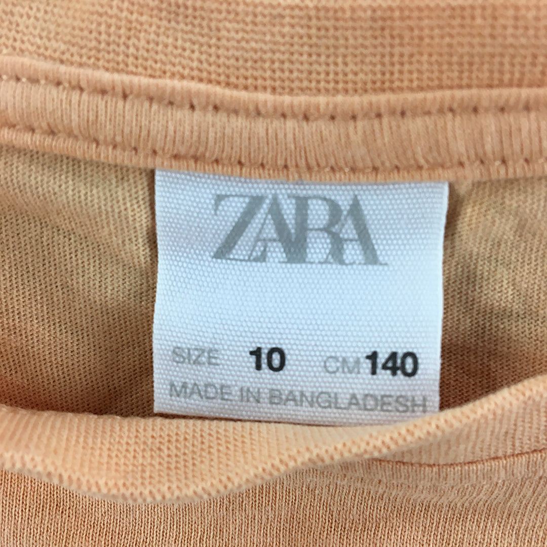 Zara Kids Girls T-Shirt Size 10 Peach Orange Shrot Sleeve Cropped Top