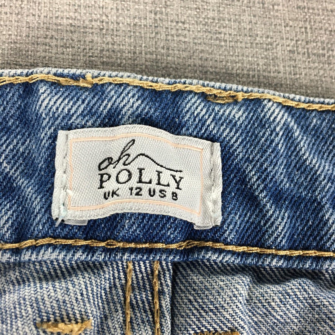 Oh Polly Womens Jeans Size 12 (W29 x L29) Blue Straight Leg Denim