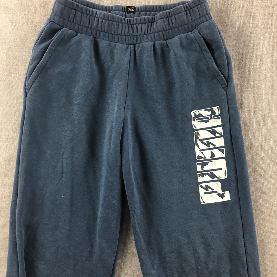 Puma Kids Boys Tracksuit Pants Size M (11 - 12 Years) Blue Logo Jogger