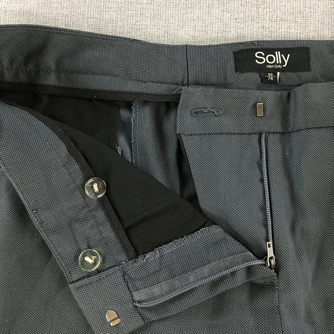 Allen Solly Mens Dress Pants Size 30 Navy Blue Tapered Fit Formal