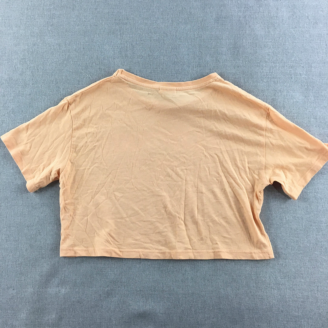 Zara Kids Girls T-Shirt Size 10 Peach Orange Shrot Sleeve Cropped Top