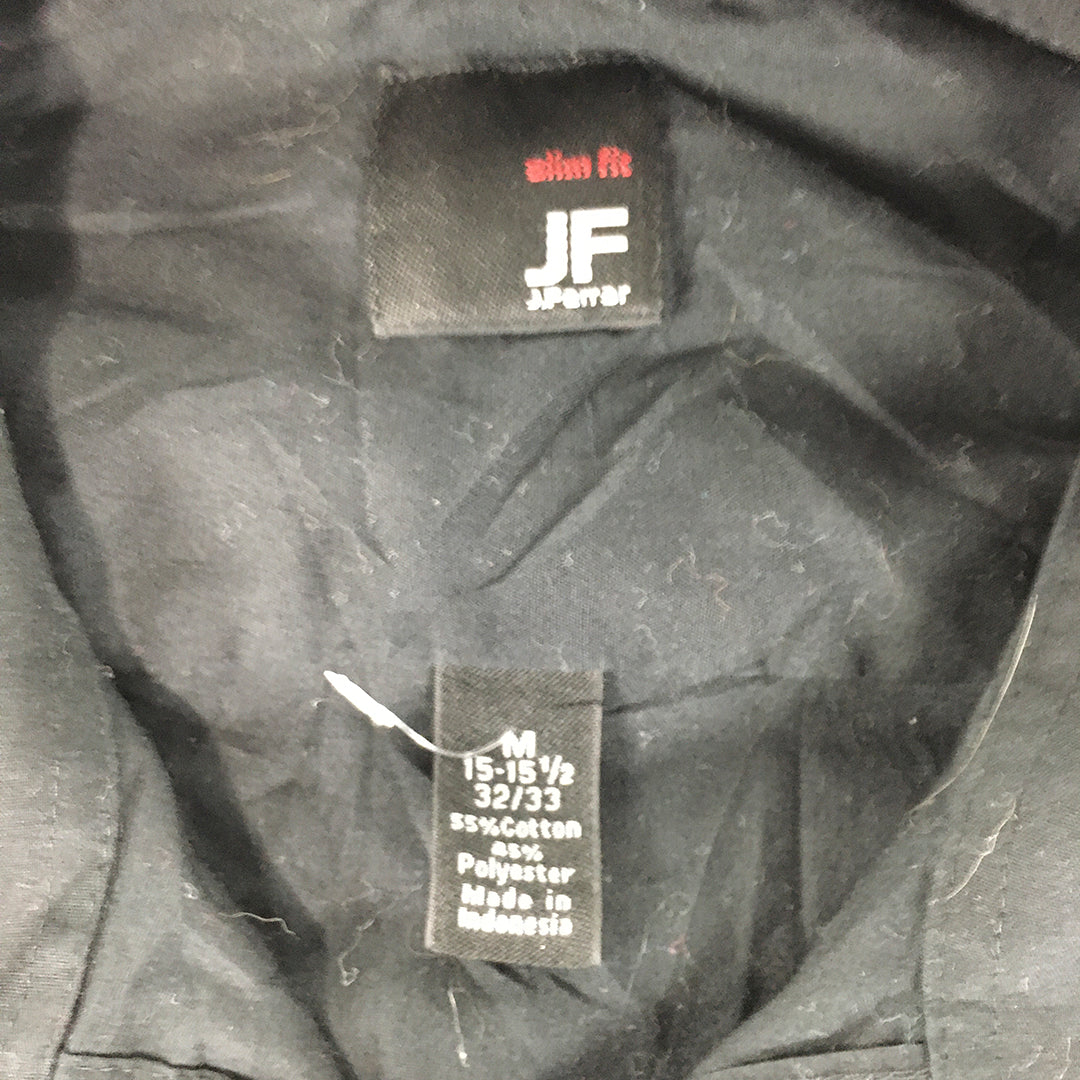 J.Ferrar Mens Shirt Size M Black Long Sleeve Button-Up Collared