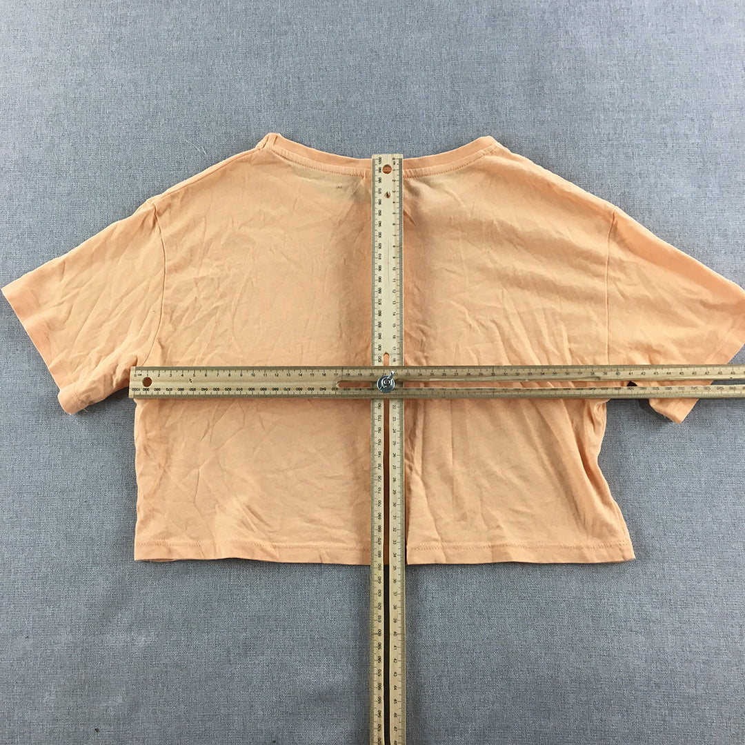 Zara Kids Girls T-Shirt Size 10 Peach Orange Shrot Sleeve Cropped Top