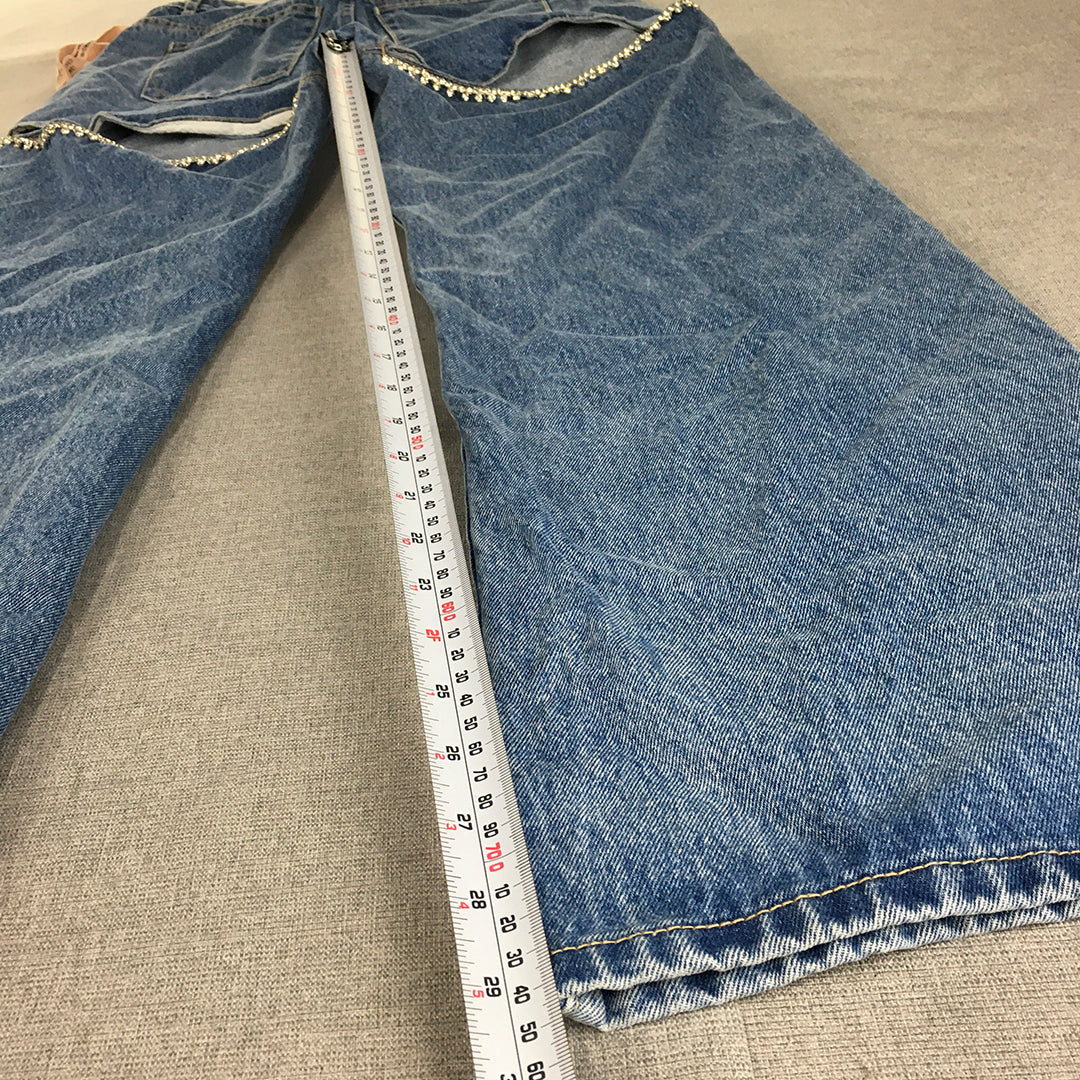 Oh Polly Womens Jeans Size 12 (W29 x L29) Blue Straight Leg Denim