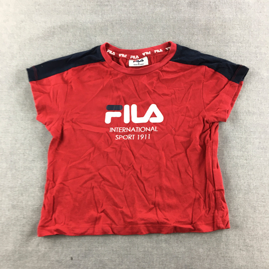 FILA Kids Girls T-Shirt Size 9 Red Logo Short Sleeve Top