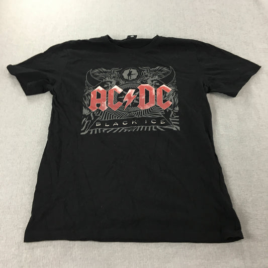 ACDC Black Ice Tour T-Shirt Adult Size M Black Rock Band Short Sleeve Tee