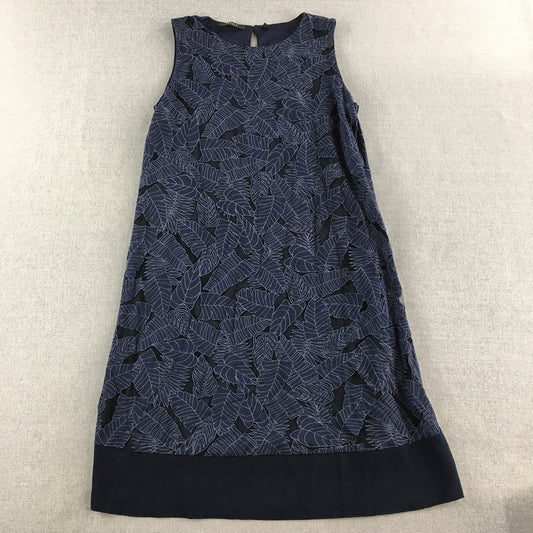 Esprit Womens Dress Size L Blue Floral Sleeveless Lined Midi