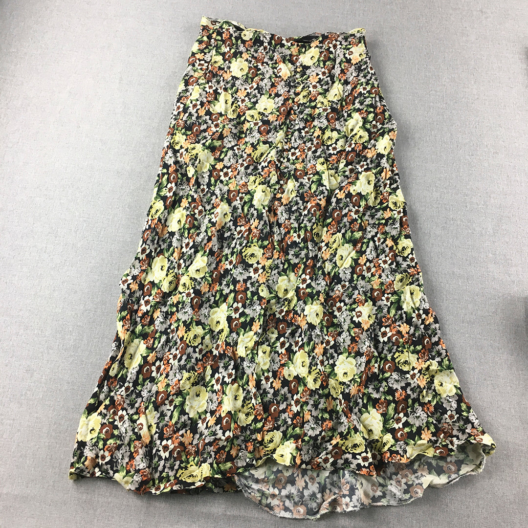 Zara Womens Maxi Skirt Szie M Yellow Floral