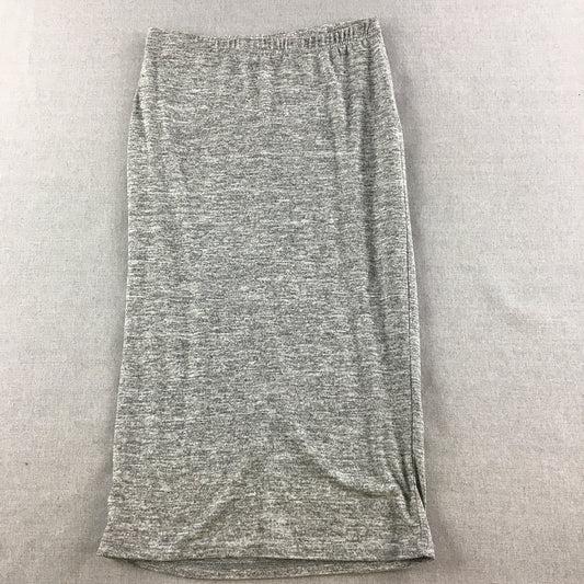 Glamorous Womens Midi Skirt Size S Grey Knit Straight