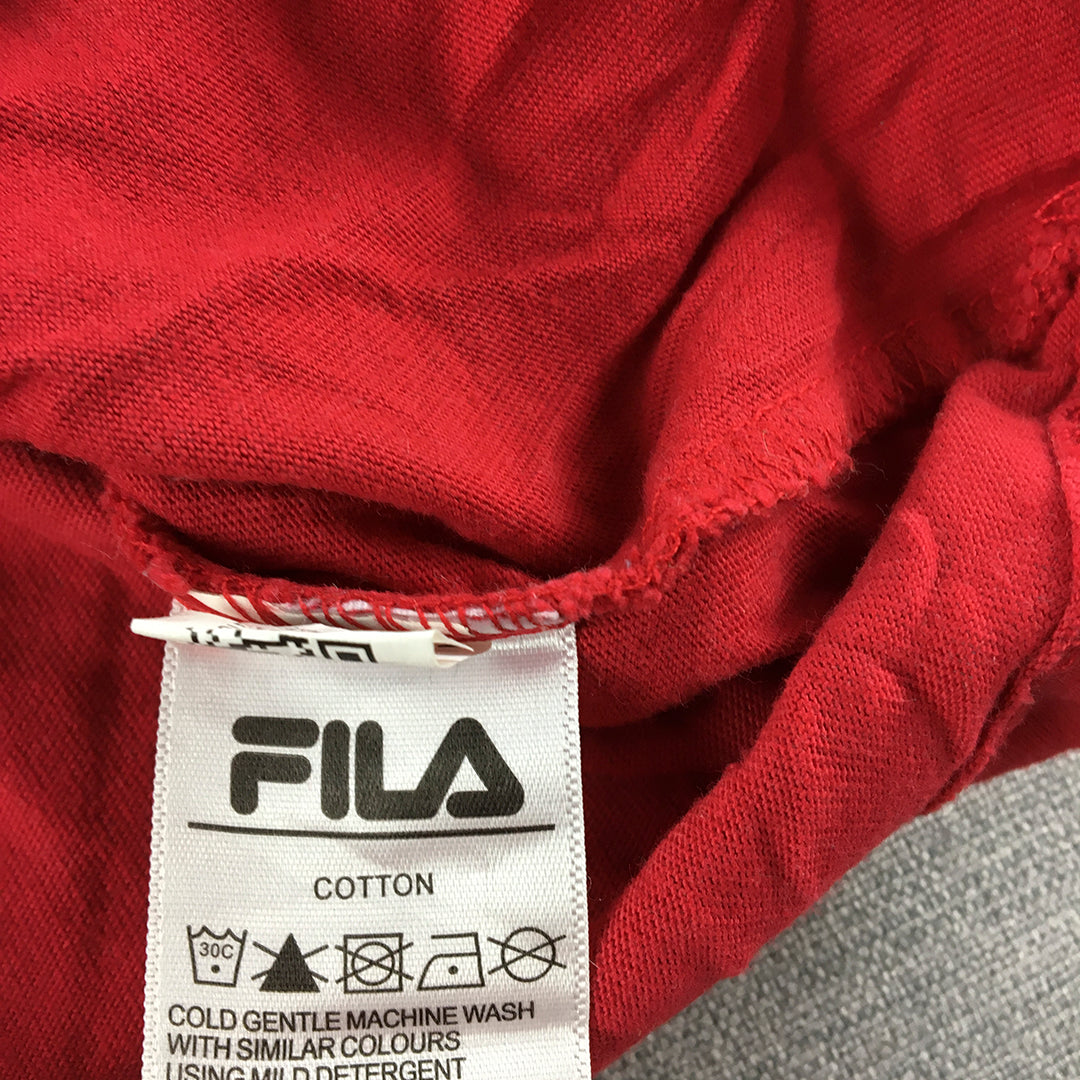 FILA Kids Girls T-Shirt Size 9 Red Logo Short Sleeve Top