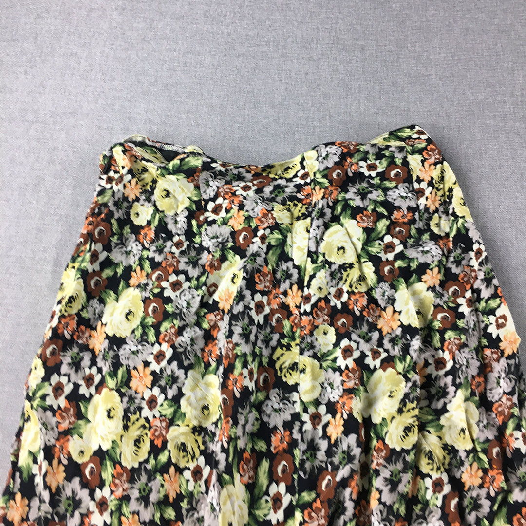 Zara Womens Maxi Skirt Szie M Yellow Floral