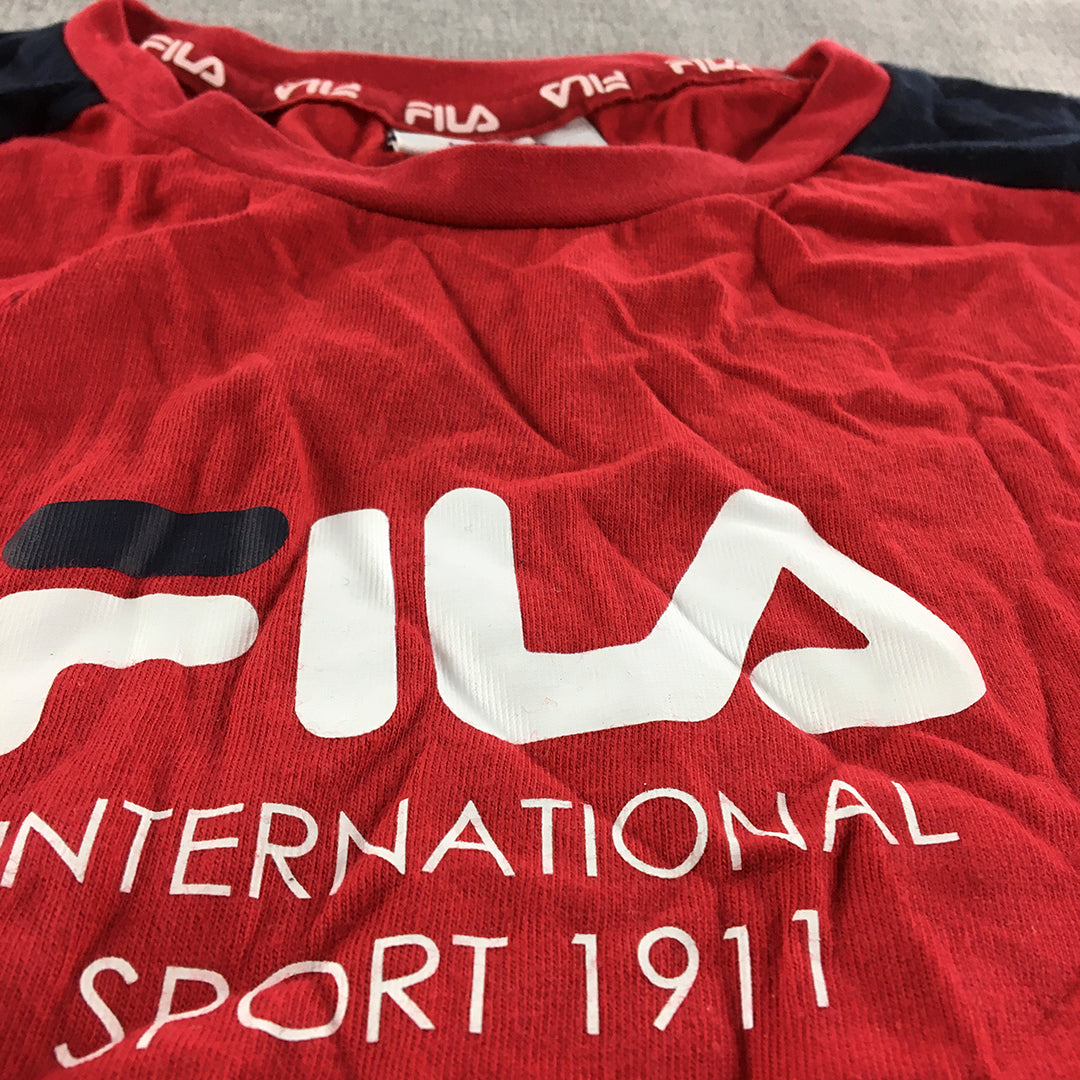 FILA Kids Girls T-Shirt Size 9 Red Logo Short Sleeve Top