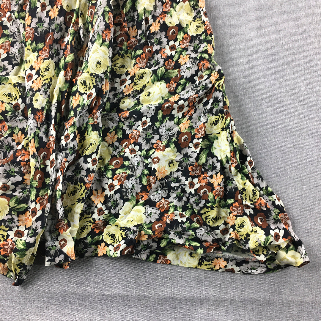 Zara Womens Maxi Skirt Szie M Yellow Floral