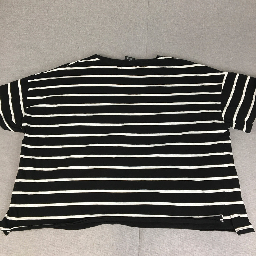 CCX By City Chic Womens T-Shirt Size L Black Striped Short Sleeve Top