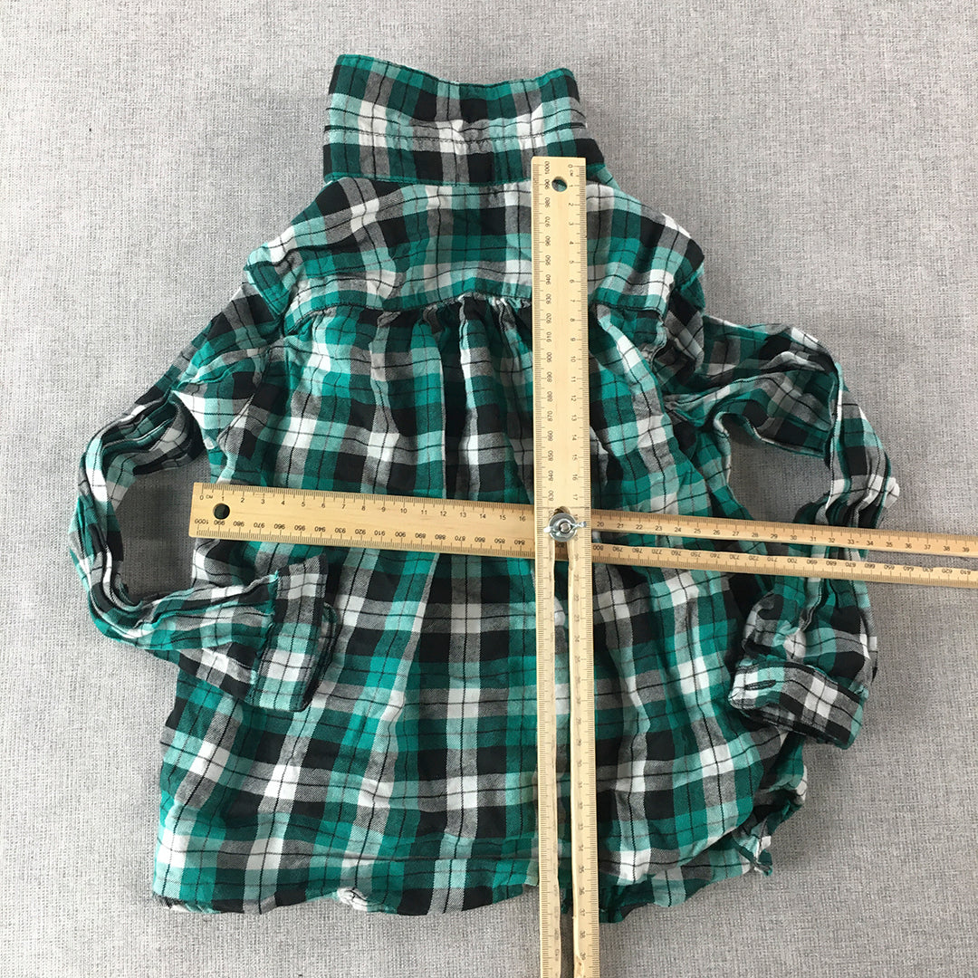 Uniqlo Kids Boys Shirt Size 4 - 5 Yrs Green Checkered Long Sleeve Flannel Top