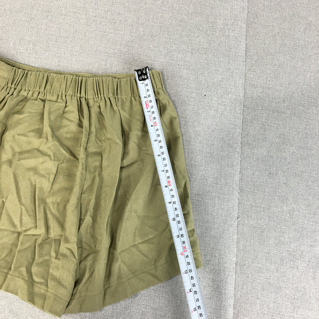 Showpo Womens Linen Skort Size 8 Green Mini Skirt Shorts Lined Button