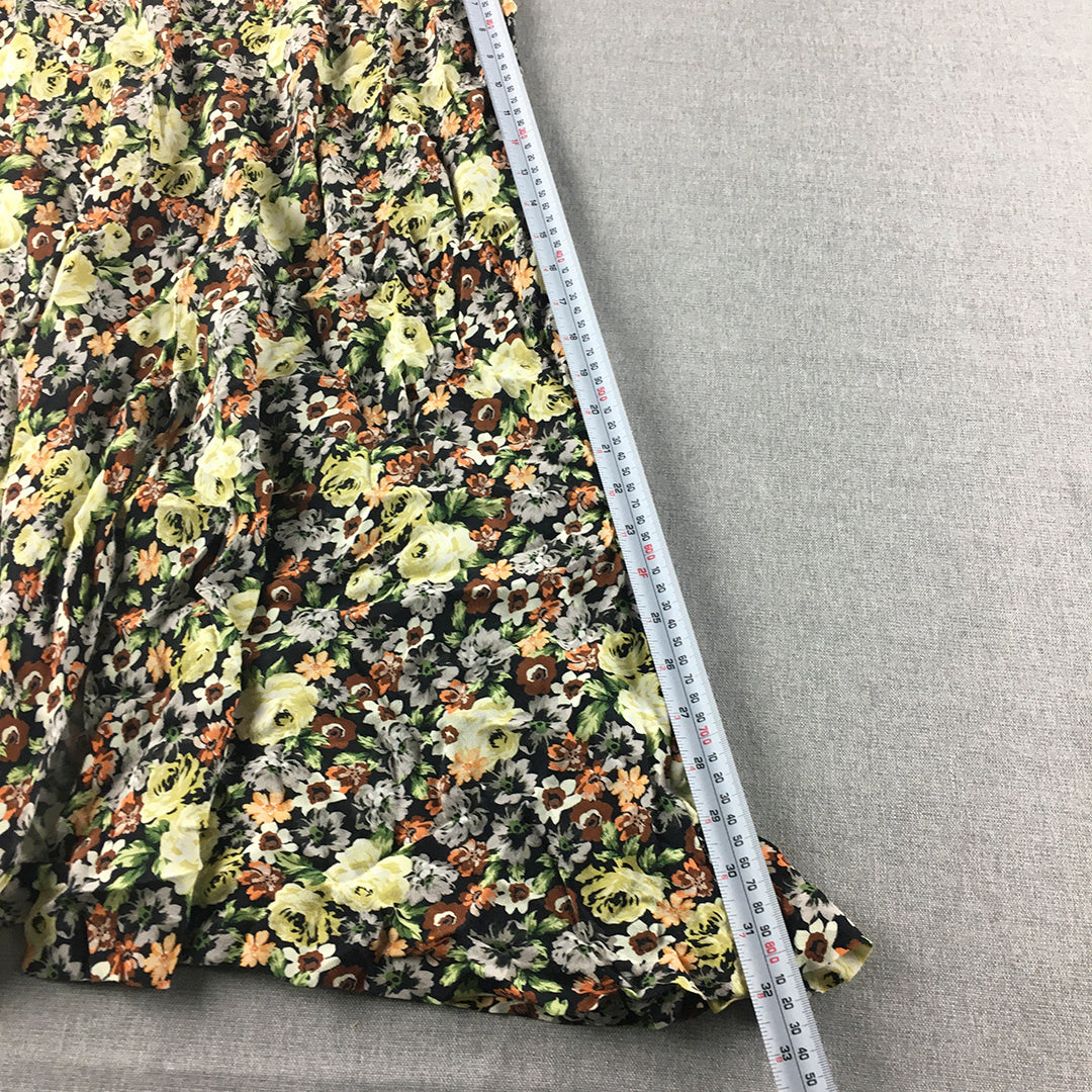 Zara Womens Maxi Skirt Szie M Yellow Floral