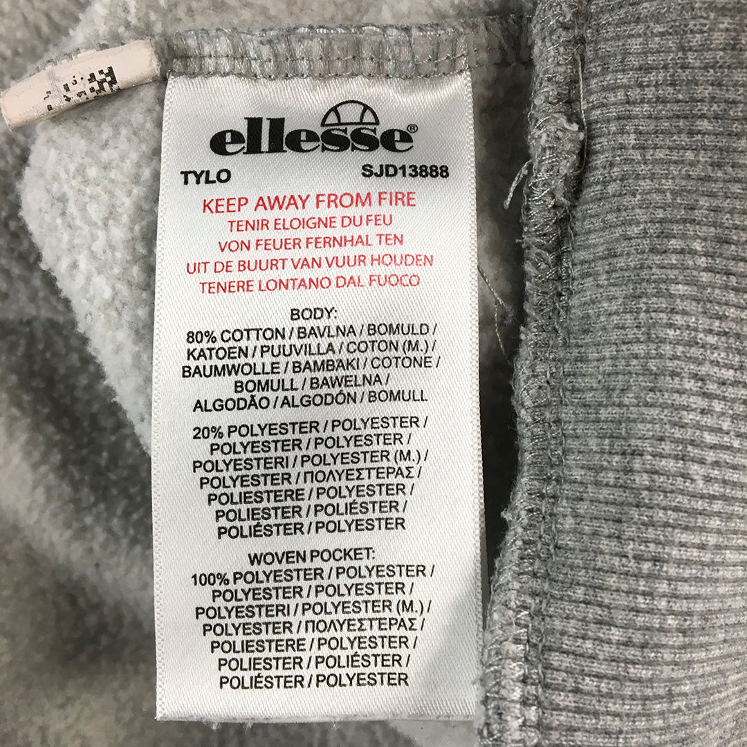 Ellesse Mens Hoodie Sweater Size L Grey Embroidered Logo Pullover Jumper