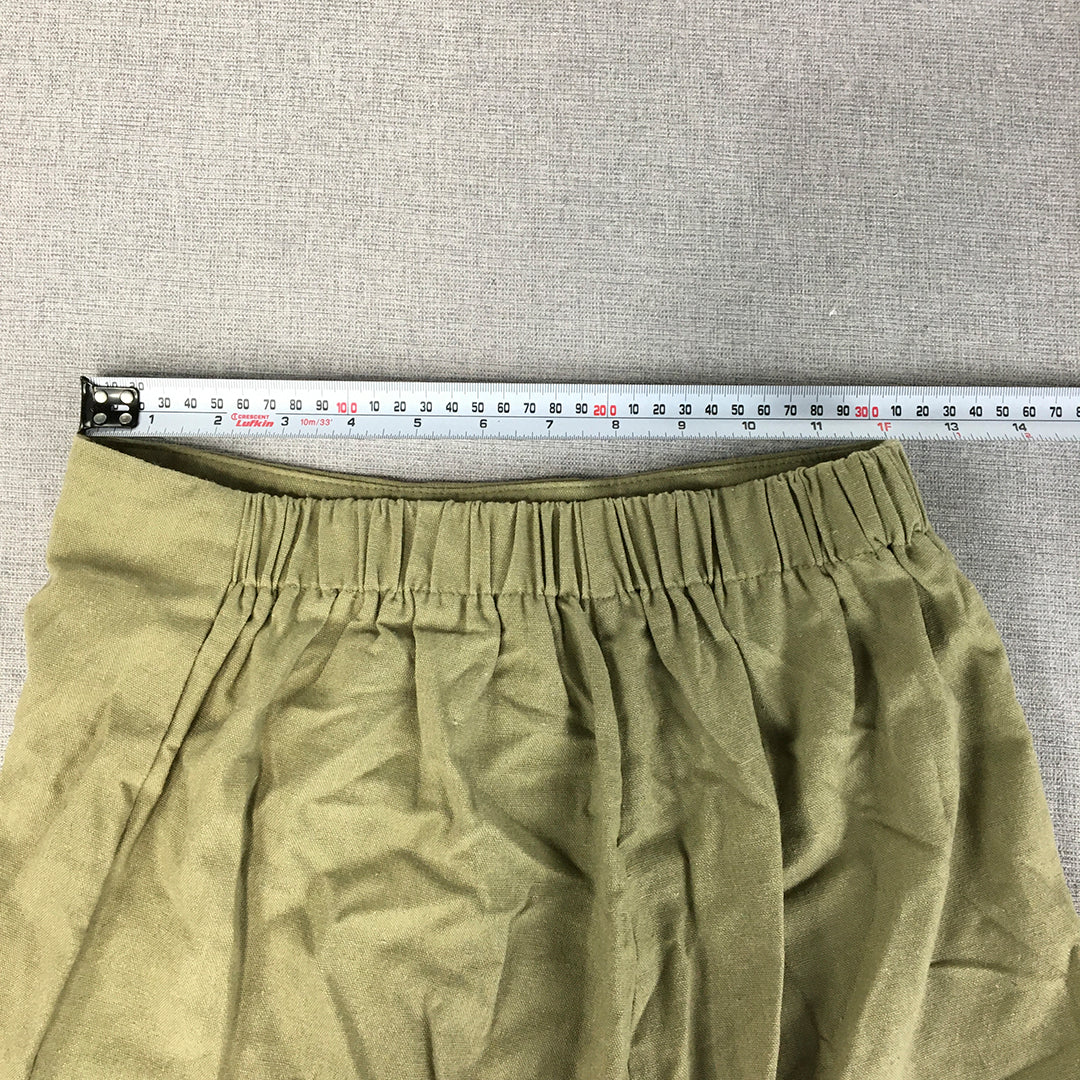 Showpo Womens Linen Skort Size 8 Green Mini Skirt Shorts Lined Button