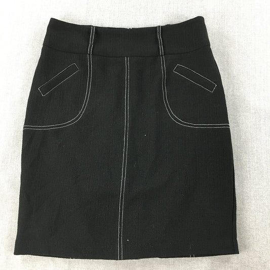 Review Womens Midi Skirt Size 8 Black Pencil Straight