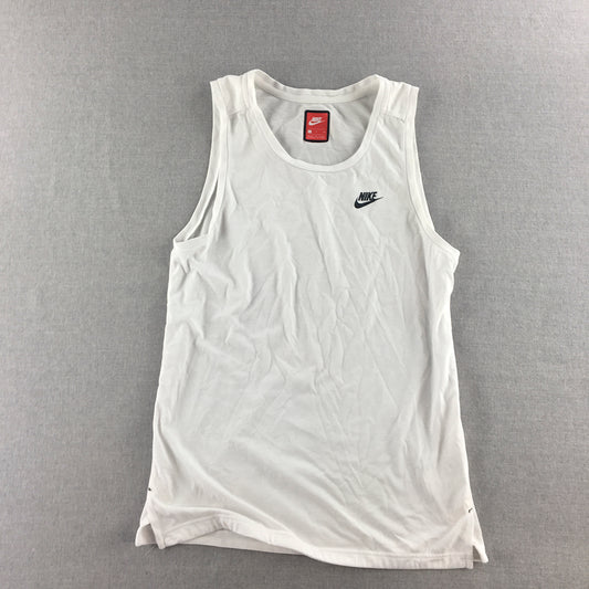 Nike Mens Tank Top Size S White Logo Sleeveless Singlet Shirt