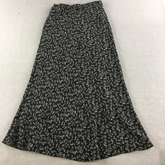 Lulu & Rose Womens Maxi Skirt Size S Black Floral Long Length