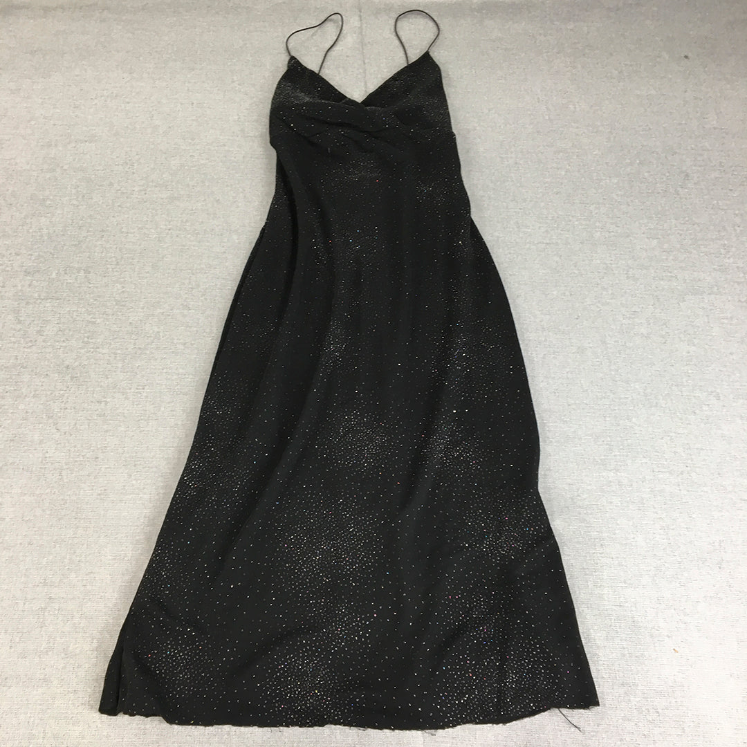 Miss Shop Womens Mini Dress Size 12 Black Sparkle Cocktail Stretch Fabric