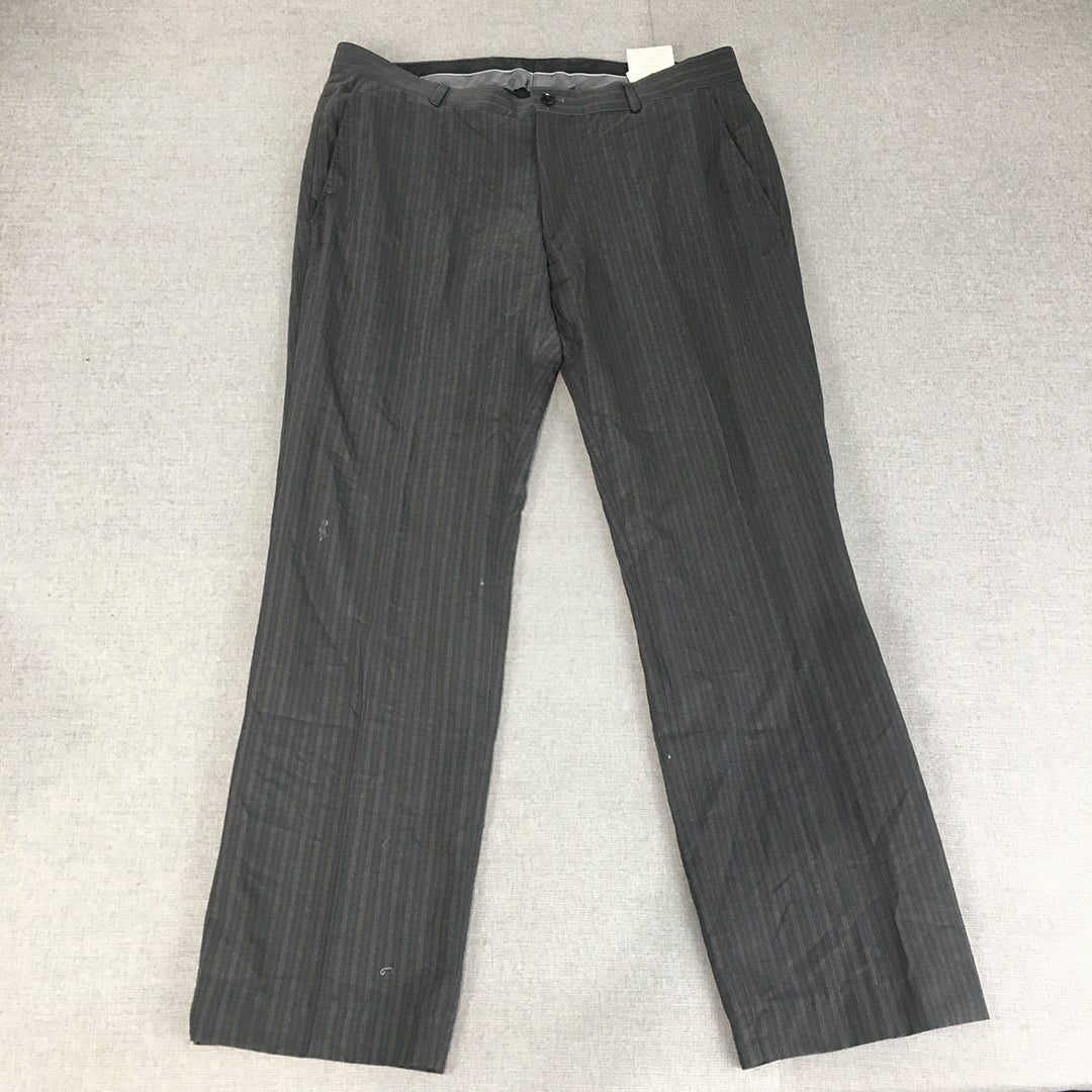 Esprit Mens Wool Dress Pants Size 34R (W34 x L27) Grey Pinstriped Pockets