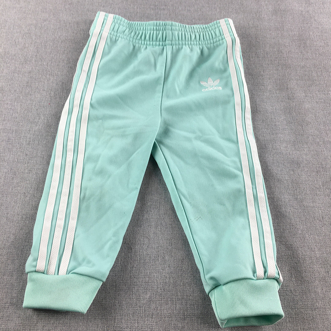 Adidas Baby Girls Tracksuit Pants Size 9 - 12 Months (1) Blue Trefoil Logo