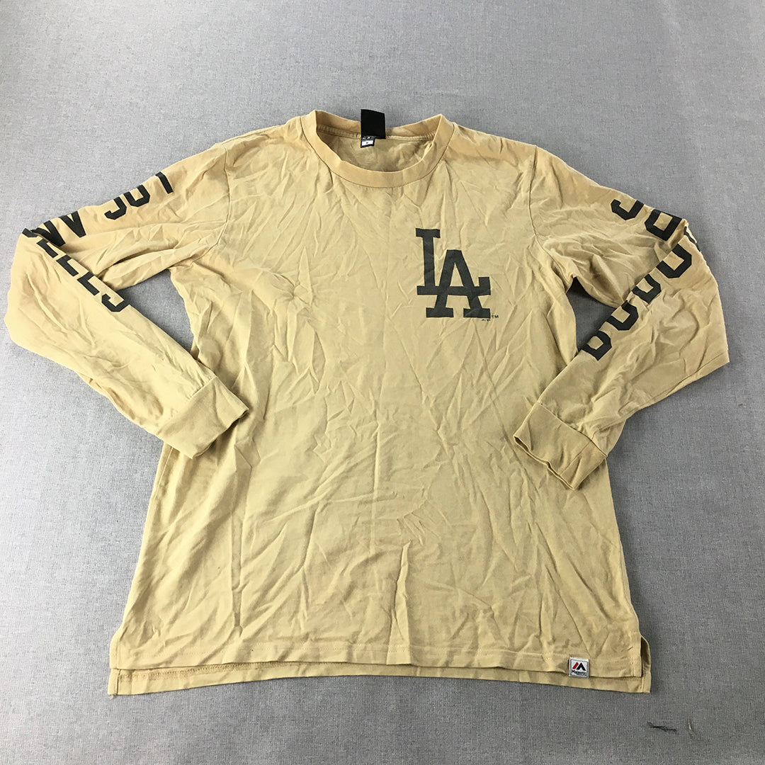 Los Angeles Dodgers Mens Shirt Size M Yellow LA MLB Baseball Long Sleeve