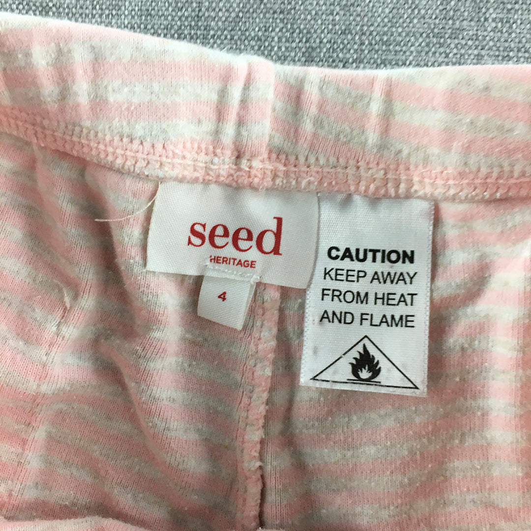 Seed Heritage Kids Girls Pants Size 4 Pink Striped Elastic Waist