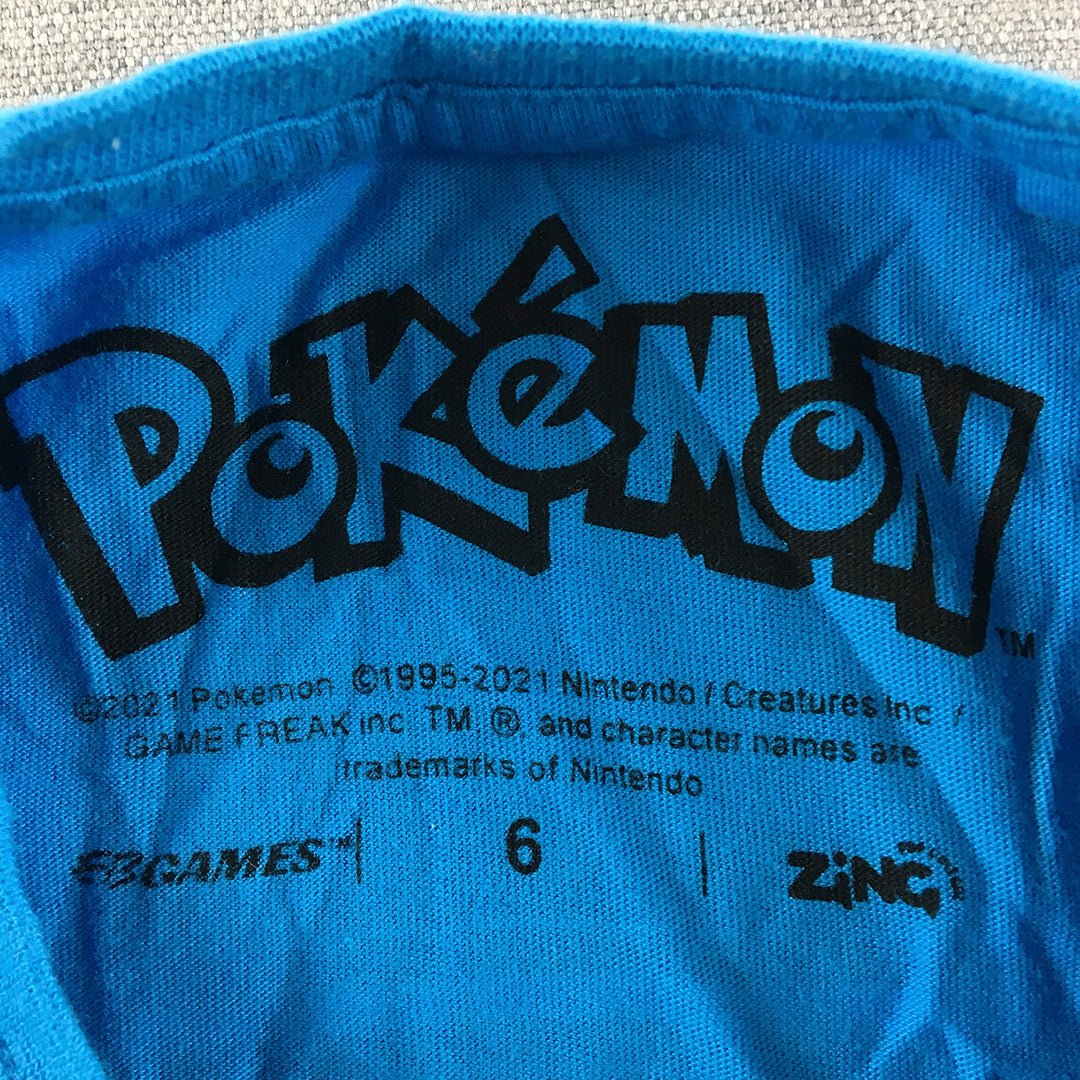 Pokemon Kids Boys T-Shirt Size 6 Blue Squirtle Short Sleeve Top