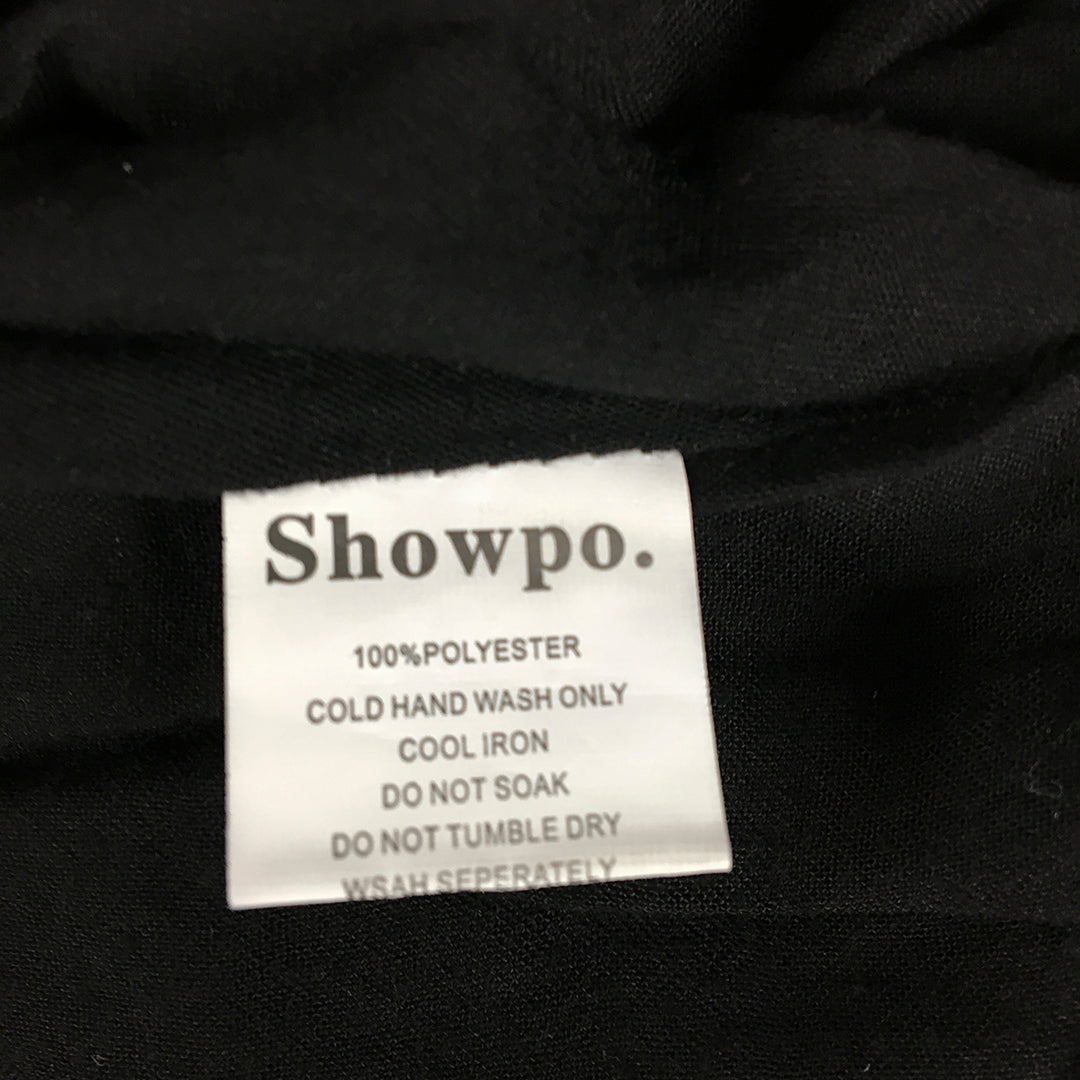 Showpo Womens Mini Skirt Size 8 Black Button Asymmetrical Hem