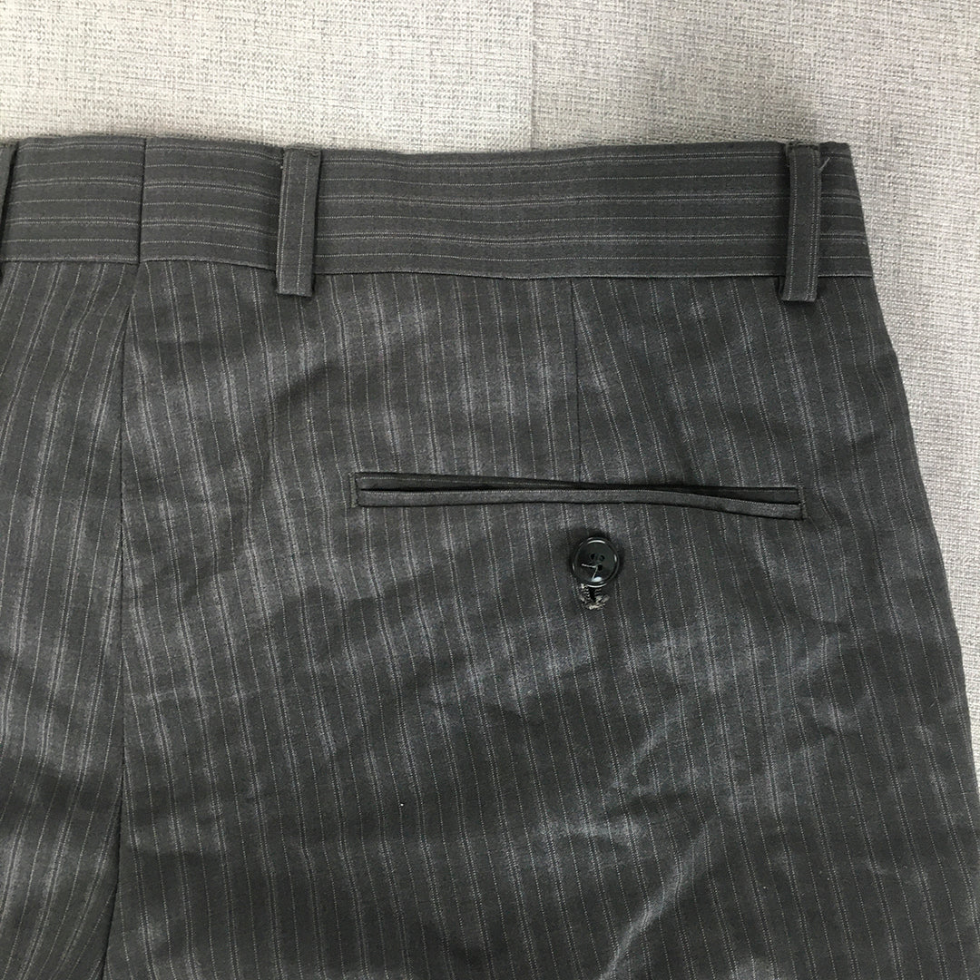 Esprit Mens Wool Dress Pants Size 34R (W34 x L27) Grey Pinstriped Pockets