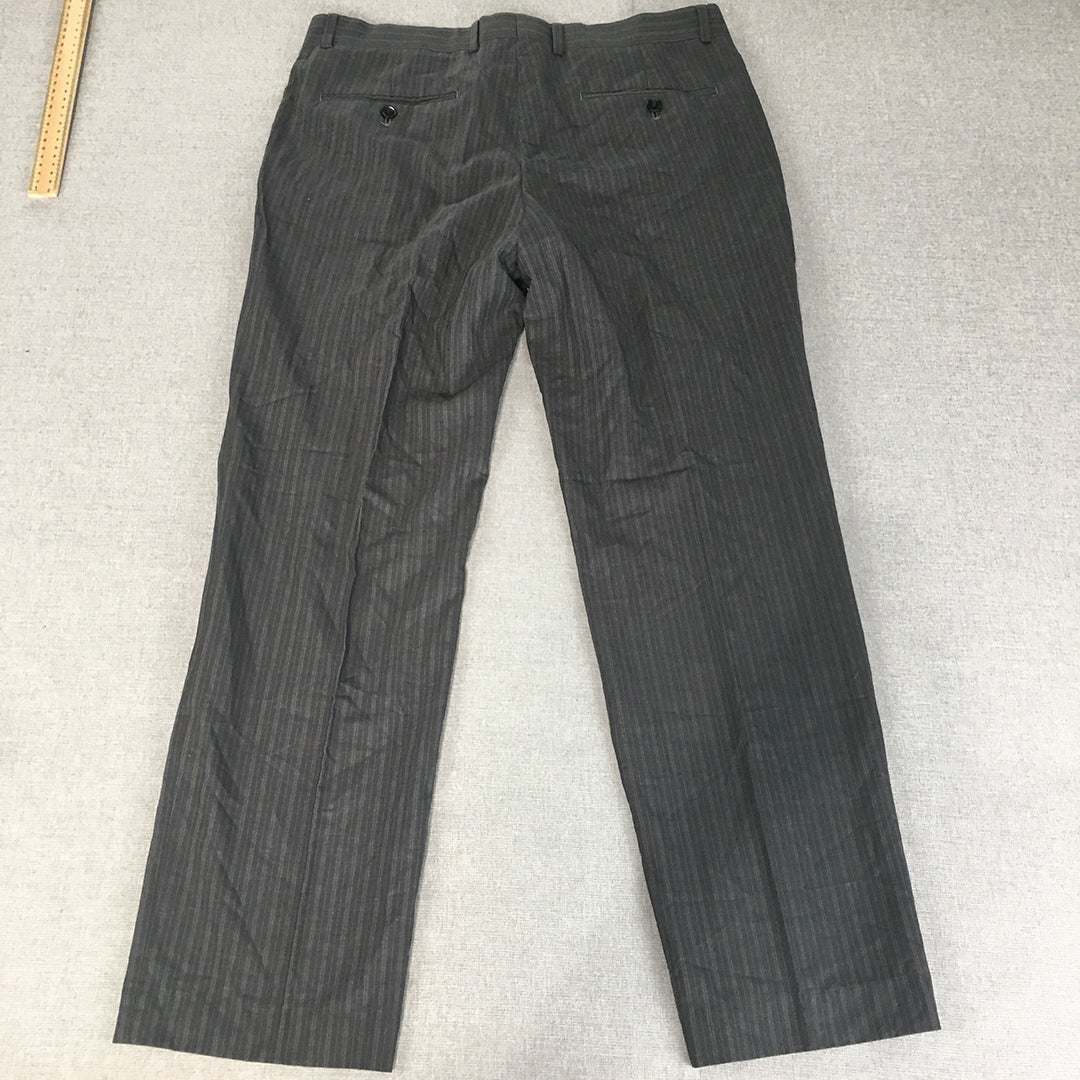 Esprit Mens Wool Dress Pants Size 34R (W34 x L27) Grey Pinstriped Pockets