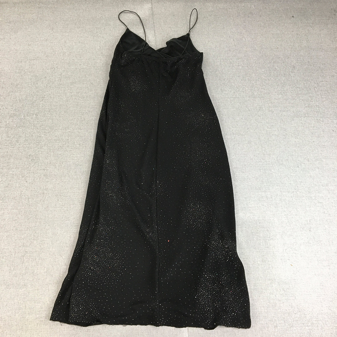 Miss Shop Womens Mini Dress Size 12 Black Sparkle Cocktail Stretch Fabric