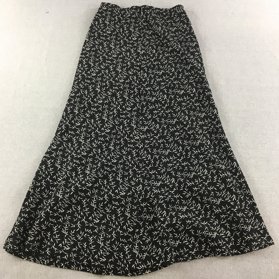 Lulu & Rose Womens Maxi Skirt Size S Black Floral Long Length