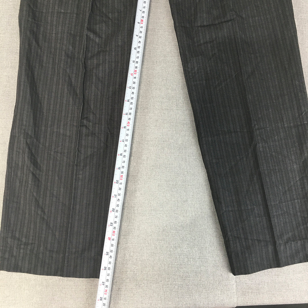 Esprit Mens Wool Dress Pants Size 34R (W34 x L27) Grey Pinstriped Pockets